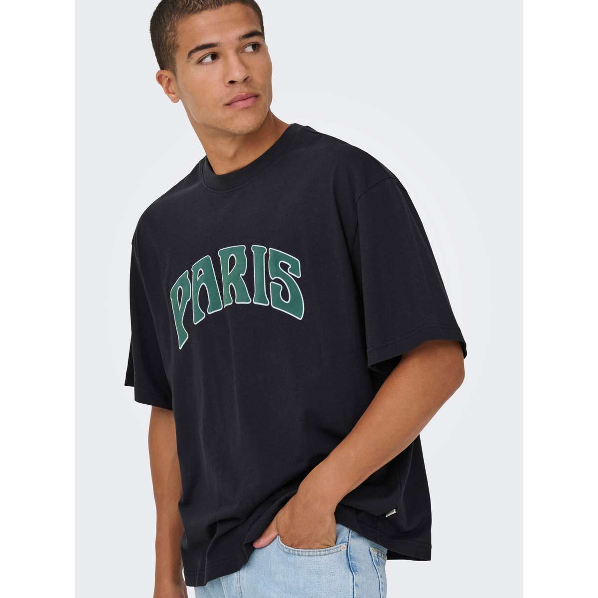 ONLY & SONS MEN΄S OVERSIZE FIT COTTON MALIK PARIS T-SHIRT 22036570 jet black